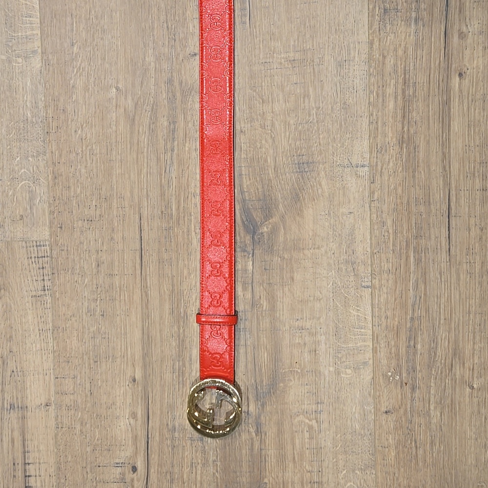 Gucci Red Belt with Gold Buckle
